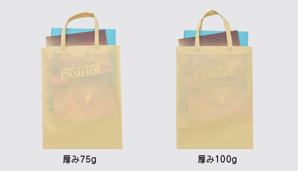 生地厚みは2種類(75g・100g)を採用