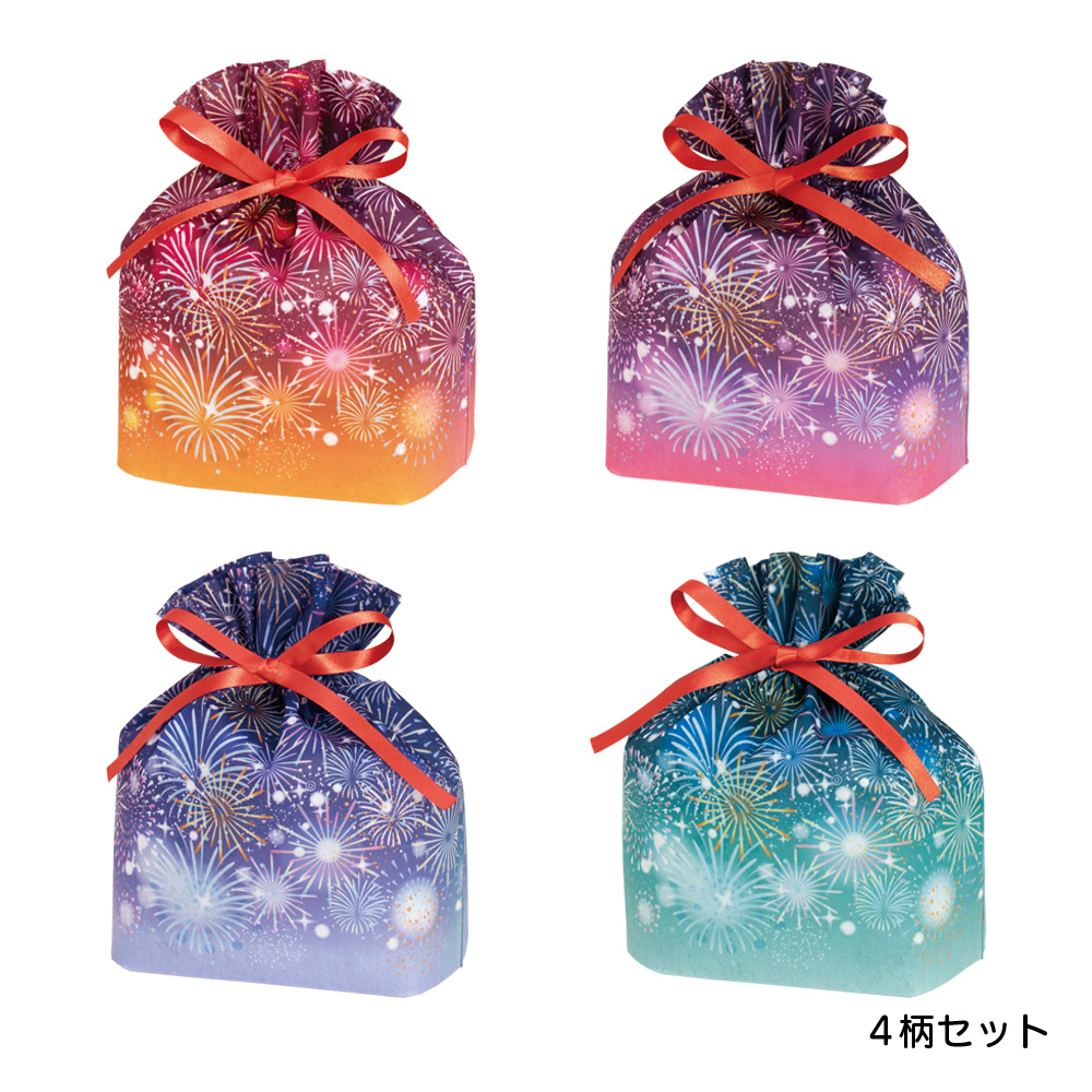 巾着　リボン　小　キラキラ花火柄セットＦＰ
