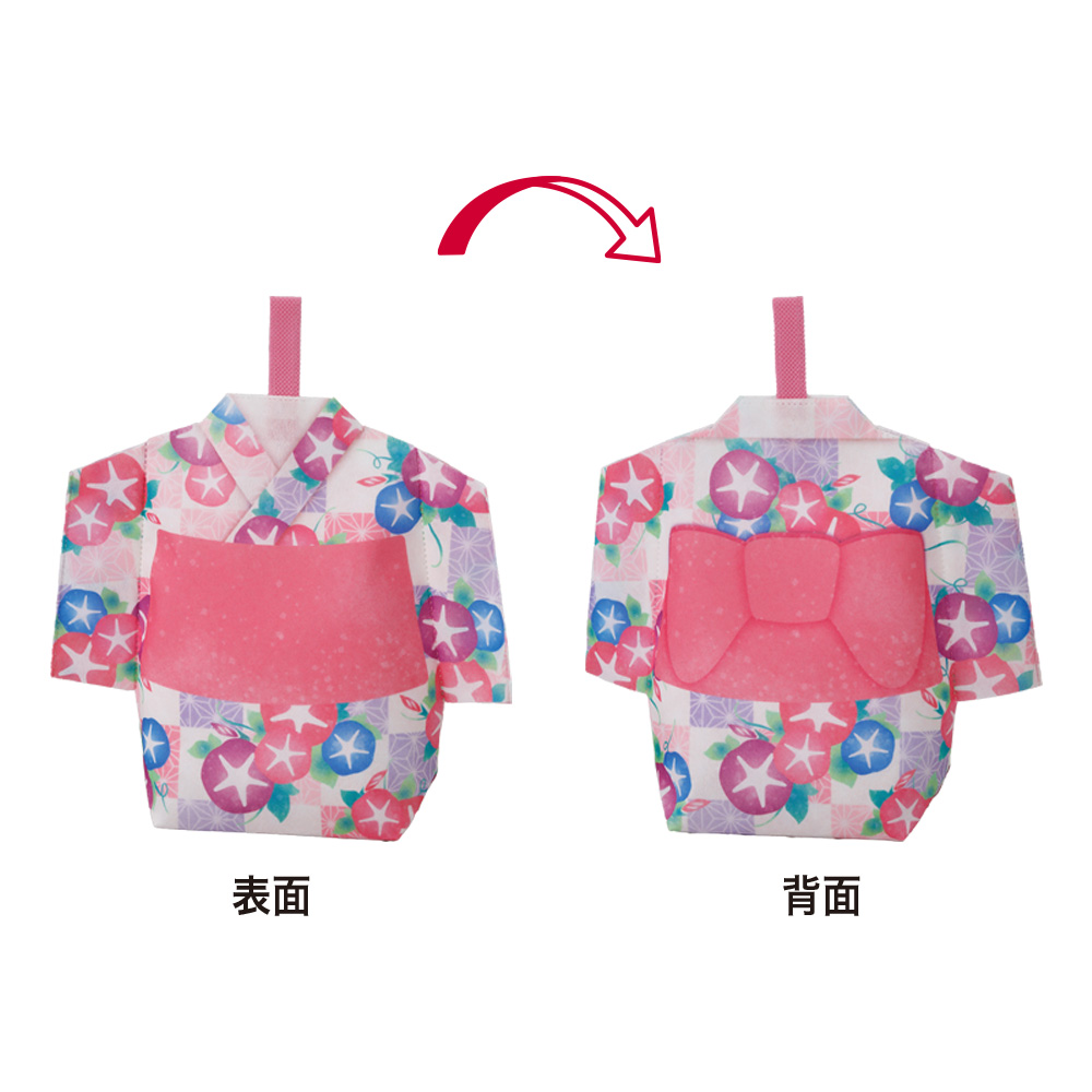 スリットタイプゆかた　朝顔市松柄ＦＰ