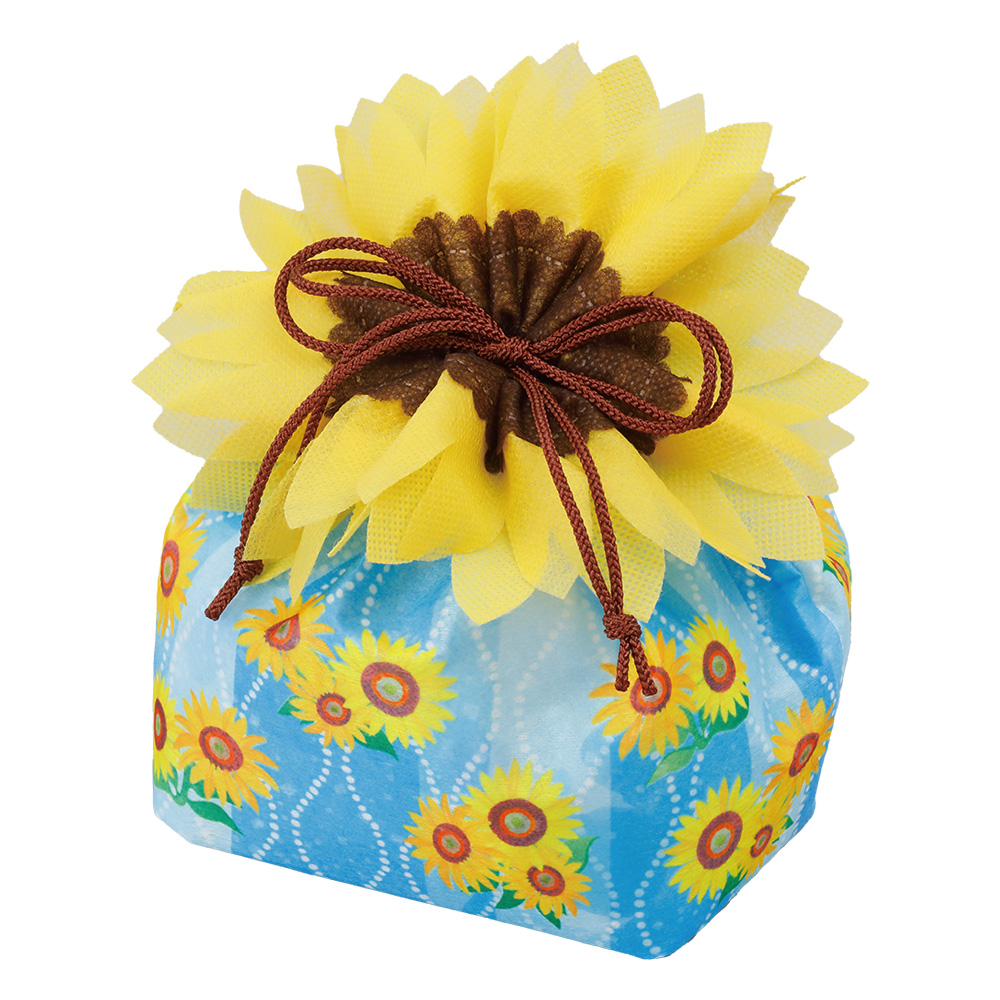 お花巾着　大　ひまわり縞柄ＦＰ