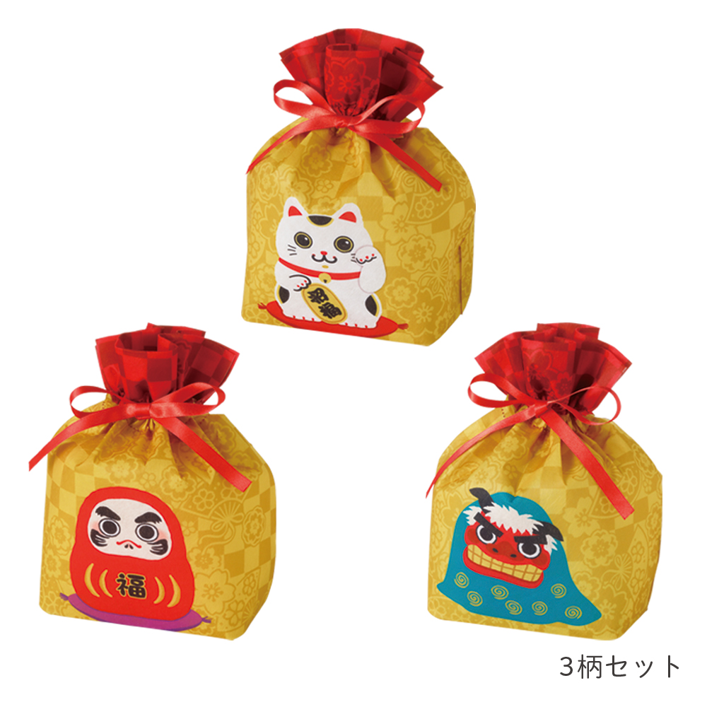 巾着　リボン　小　招福キャラ柄セットＦＰ