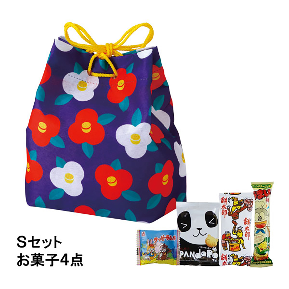 【お菓子セット】信玄袋　椿柄ＦＰ　Ｓセット