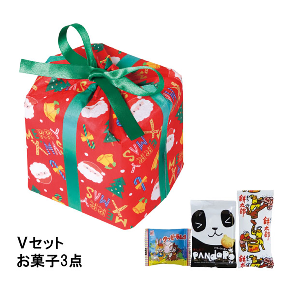 【お菓子セット】ハコ巾着　クリスマス柄ＦＰ　Ｖセット