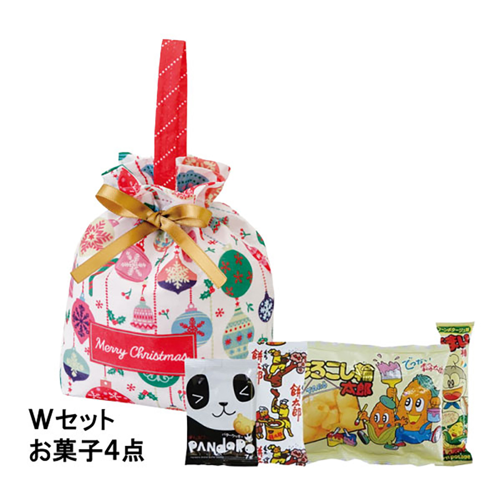 【お菓子セット】手提げリボンバッグ　オーナメント柄ＦＰ　Ｗセット